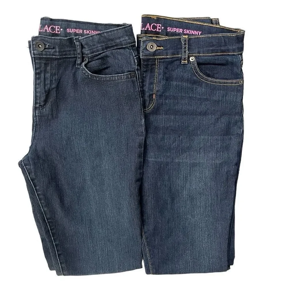 The Children’s Place Girl’s Stretch Super Skinny Slim Jeans-2 Pairs Size 16